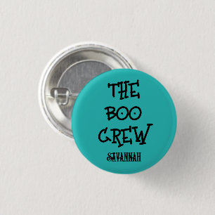 The boo crew custom name teal Halloween Kids Button