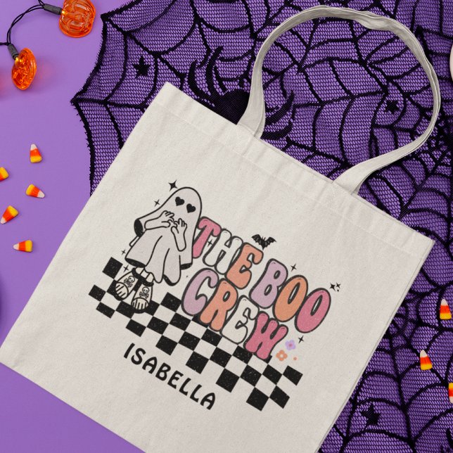 The Boo Crew Cute Ghost Halloween Personalized Tote Bag (Creator Uploaded)