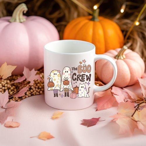 The Boo Crew Cute Halloween Retro Distressed Look Coffee Mug