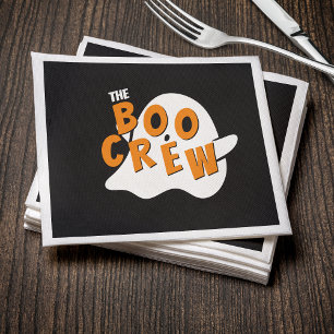 The Boo Crew Ghost Family Halloween Party Black Napkins