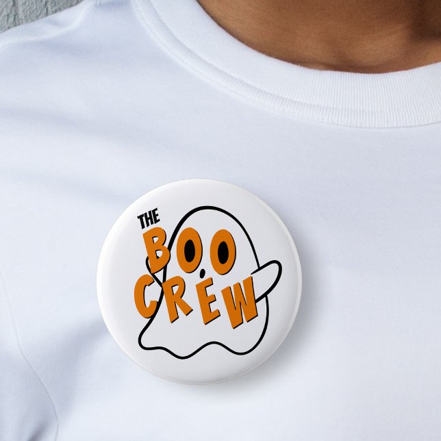 The Boo Crew Ghost Family Halloween White Button (the boo crew ghost Halloween white button pin)