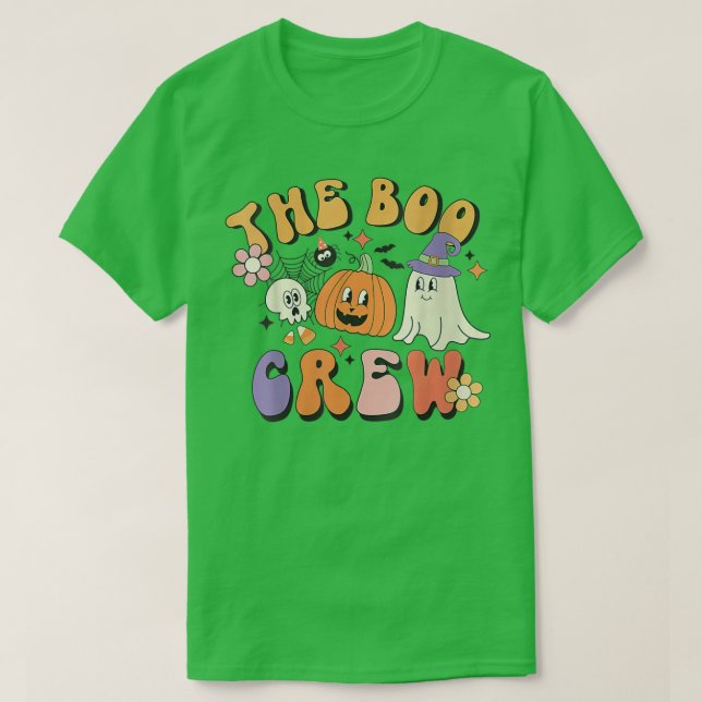 The Boo Crew, Groovy Halloween Squad, Spooky Ghost T-Shirt (Design Front)