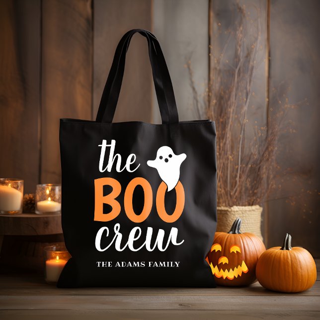 The Boo Crew Halloween Black Orange Family Name  Tote Bag (Creator Uploaded)