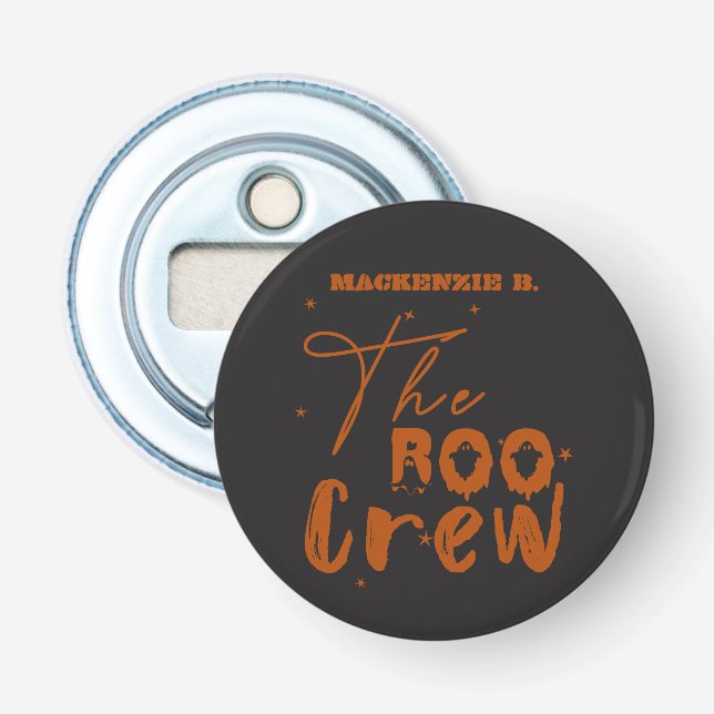 The Boo Crew Halloween Boo Button Bottle Opener (Front)