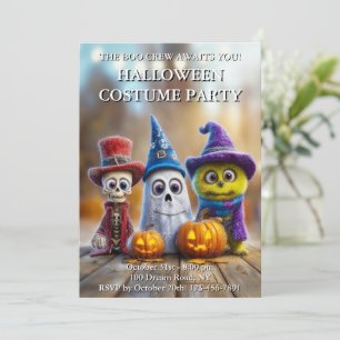 The Boo Crew Halloween Cute Ghost Skeleton Monster Invitation