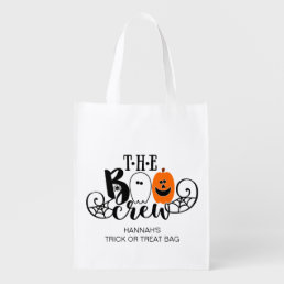 The Boo Crew Halloween Ghost Pumpkin Personalized Grocery Bag