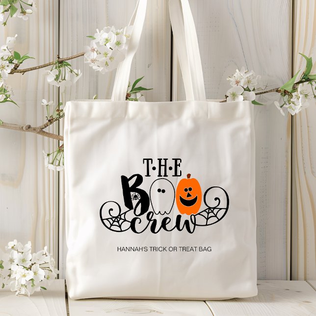 The Boo Crew Halloween Ghost Pumpkin Personalized Tote Bag (Creator Uploaded)