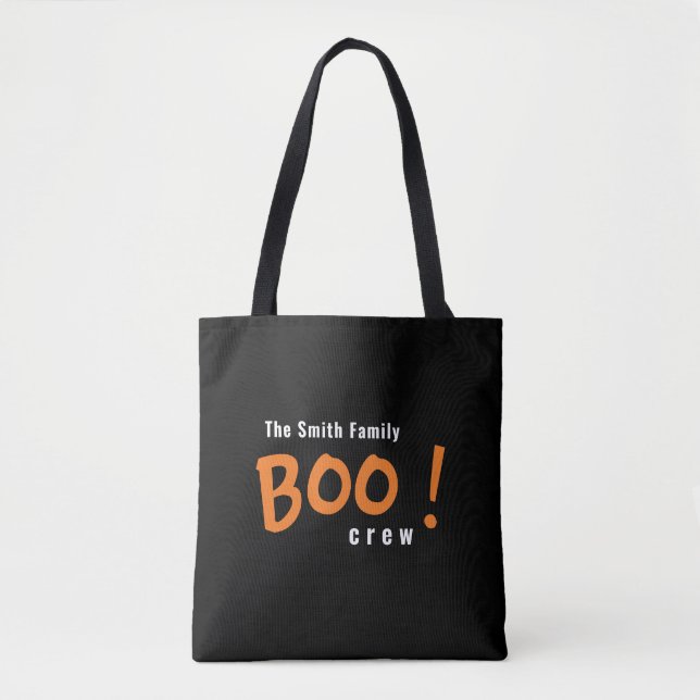 The Boo Crew Modern Monogram Custom Halloween Tote Bag (Front)