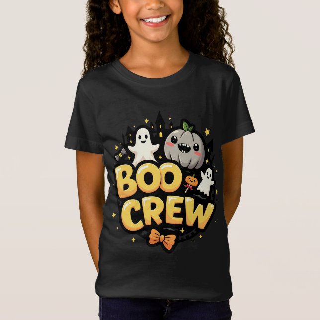 The Boo Crew Yellow Halloween Family Matching Kids T-Shirt (Front)