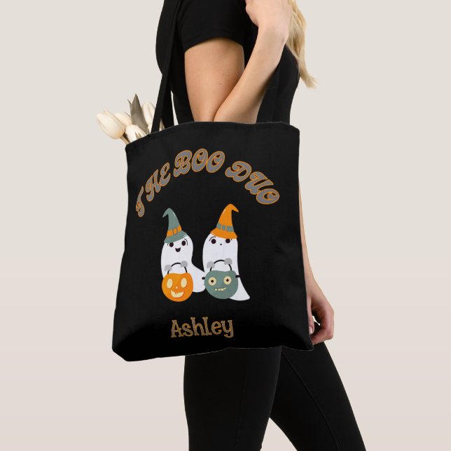 The Boo Duo - Cute Halloween Ghosts Tote Bag (Close Up)