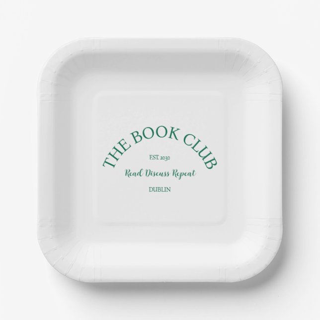 The Book Club Crest Read Discuss Repeat Paper Plates (Front)