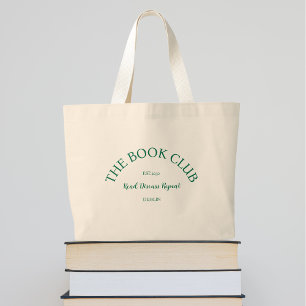 The Book Club Green Crest Read Discuss Repeat Large Tote Bag