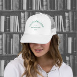 The Book Club Green Crest Read Discuss Repeat Trucker Hat<br><div class="desc">The Book Club Green Crest,  "Read Discuss Repeat" ladies hat. Personalize with the year and location of your book club. Perfect for local book club members or as a gift for a book lover. Designed to match The Book Club Collection.</div>