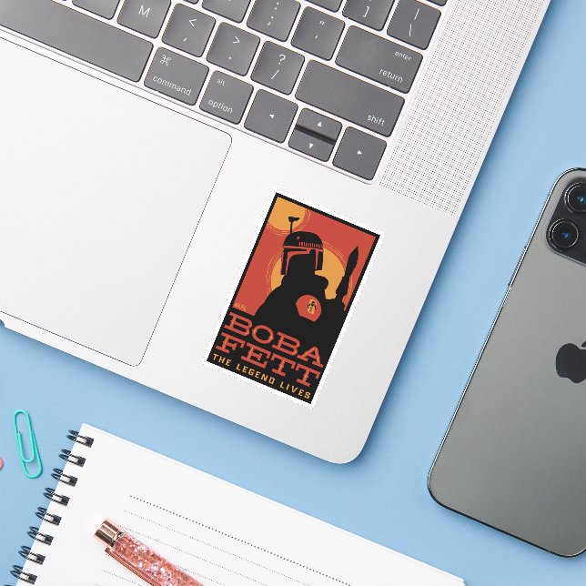 The Book of Boba Fett | Retro Boba Fett Outline Sticker (Laptop w/ iPhone)