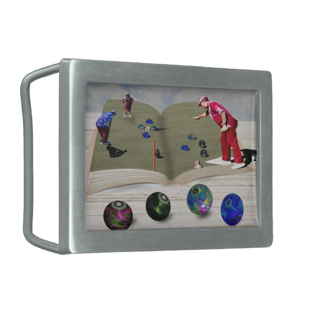 The Book Of Lawn Bowls Popout Art,  Belt Buckle (Front Left)
