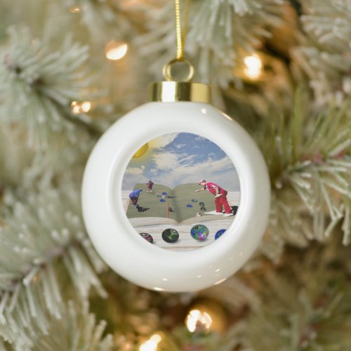 The Book Of Lawn Bowls Popout Art, Christmas Ball Ceramic Ball Christmas Ornament