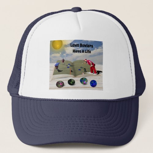 The Book Of Lawn Bowls Popout Art Truckers Hat