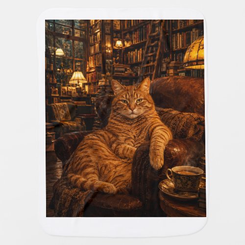 "The Bookshop Cat  Baby Blanket