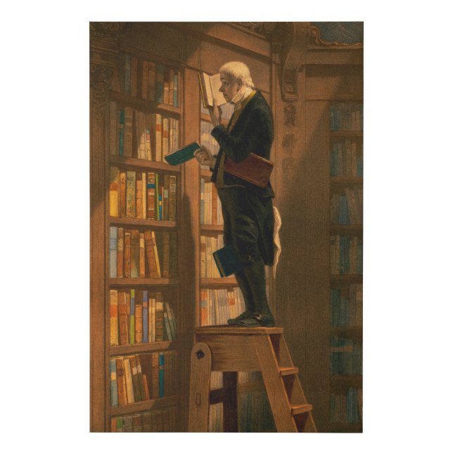The Bookworm, 1861 by Carl Spitzweg Faux Canvas Print (Front)
