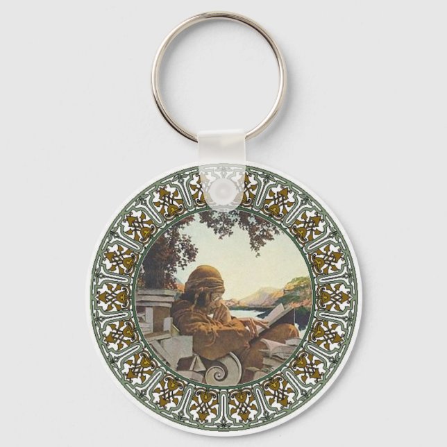 The Bookworm Bookplate Keychain (Front)
