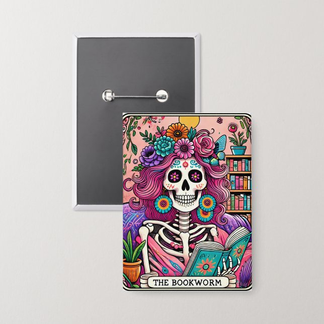 The Bookworm  Button (Front/Back)