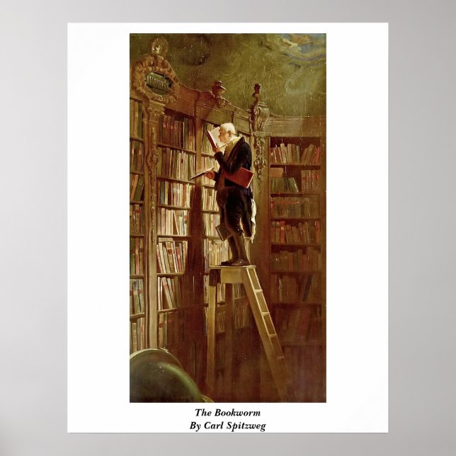 The Bookworm By Carl Spitzweg Poster (Front)