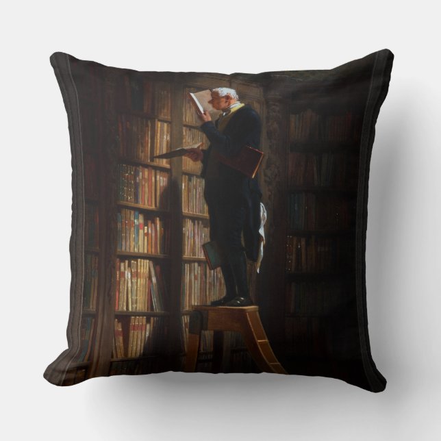 The Bookworm by Carl Spitzweg Throw Pillow (Front)