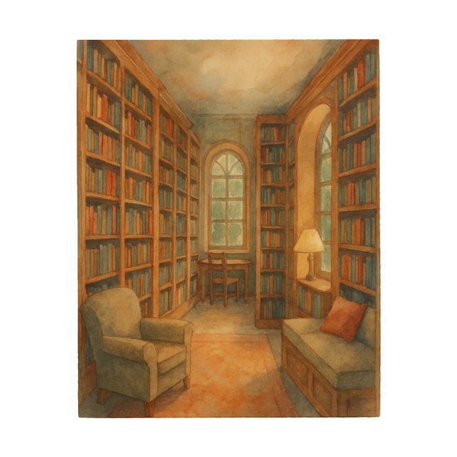 The Bookworm's Haven Wood Wall Art (Front)