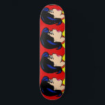The Boss Comic Strip Skateboard<br><div class="desc">The Boss Comic Strip Skateboard design features a red background and a repeating drawing of an authoritative young woman with glossy black hair, piercing eyes, turned up nose and pink lips. Her yellow top and red collar are barely visible. She's not bossy! She's the boss!</div>