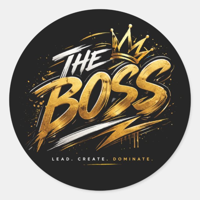 The Boss Crown – Gold Motivation Power Sticker 🔥  (Front)