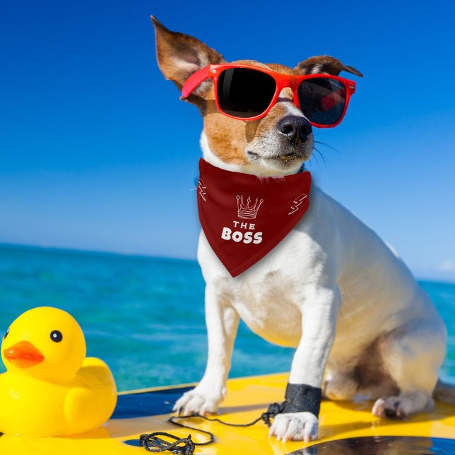 The Boss Crown Lightning Funny Dog Pet Bandana Collar (Creator Uploaded)