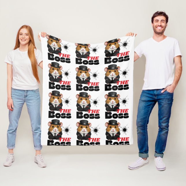 The Boss Hamster Pattern Fleece Blanket (In Situ)