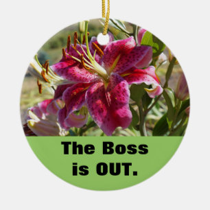 The Boss is OUT signage Boss is in ornaments Lily