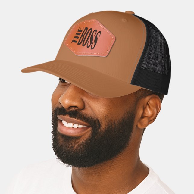 THE BOSS  LEATHER PATCH HAT (Male)
