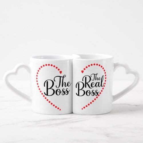 The Boss The Real Boss funny gift for Couples Coffee Mug Set