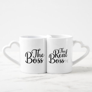 The Boss The Real Boss funny gift for Couples Coffee Mug Set