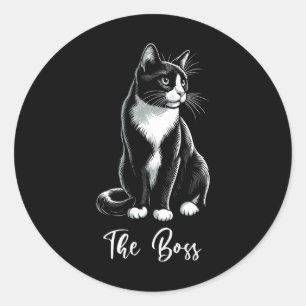 The Boss Tuxedo Cat Lover Kitten Tuxedo Cat Owner Classic Round Sticker