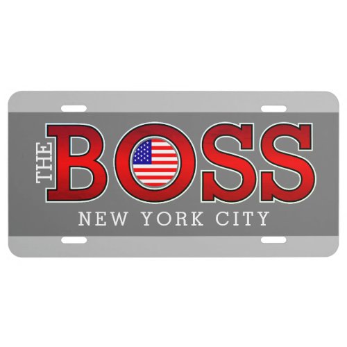 The BOSS USA with YOUR STATE on GREY License Plate