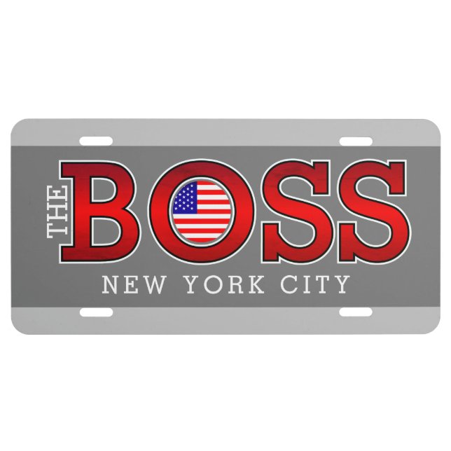 The BOSS USA with YOUR STATE on GREY License Plate (Front)