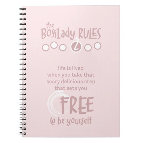The BossLady Rules 2 Pink and Mauve Motivational Notebook