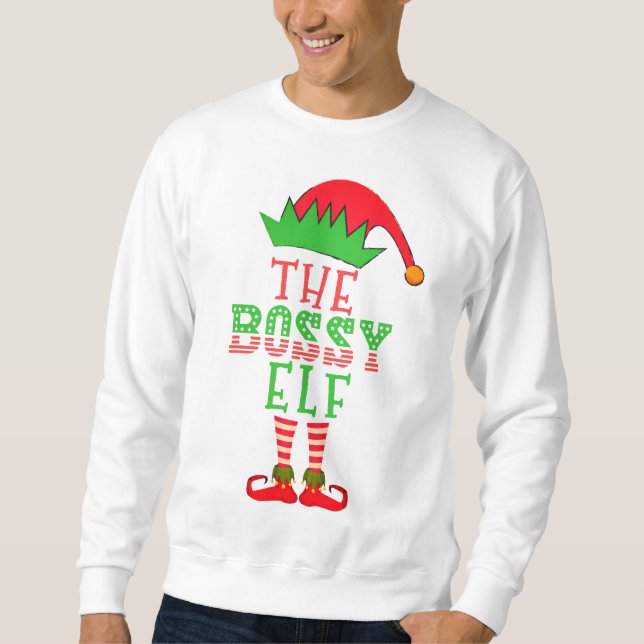 The Bossy Elf Christmas Family Matching Pajama Sweatshirt (Front)