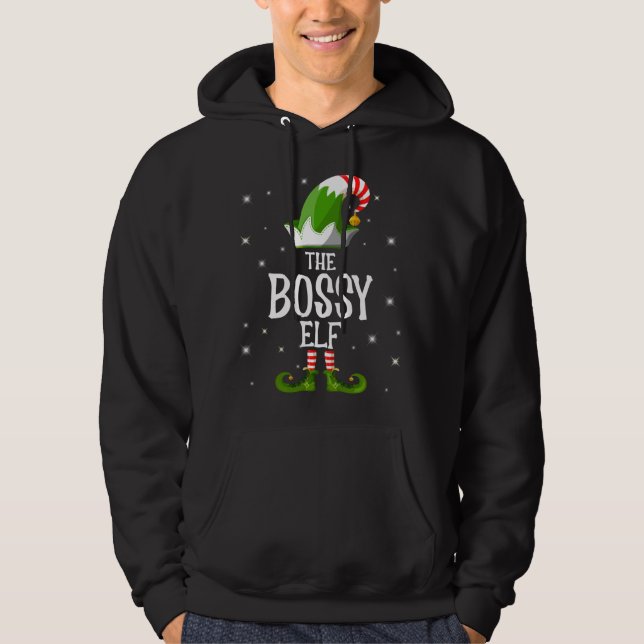 The Bossy Elf Family Matching Christmas Hoodie (Front)