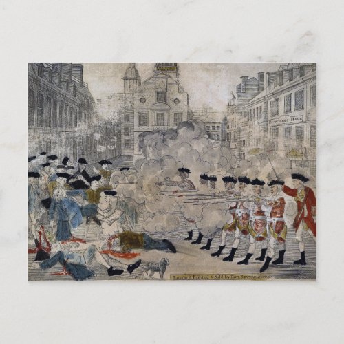 The Boston Massacre by Paul Revere 1770 Postcard