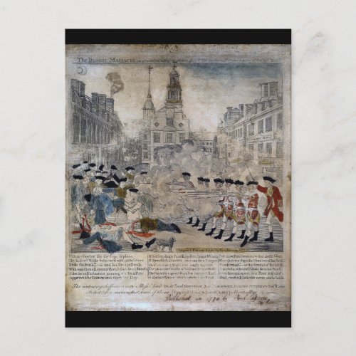 The Boston Massacre by Paul Revere 1770 Postcard