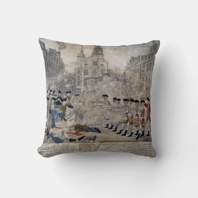 The Boston Massacre by Paul Revere 1770 Throw Pillow (Front)