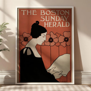 The Boston Sunday Herald Vintage Magazine Cover  Poster