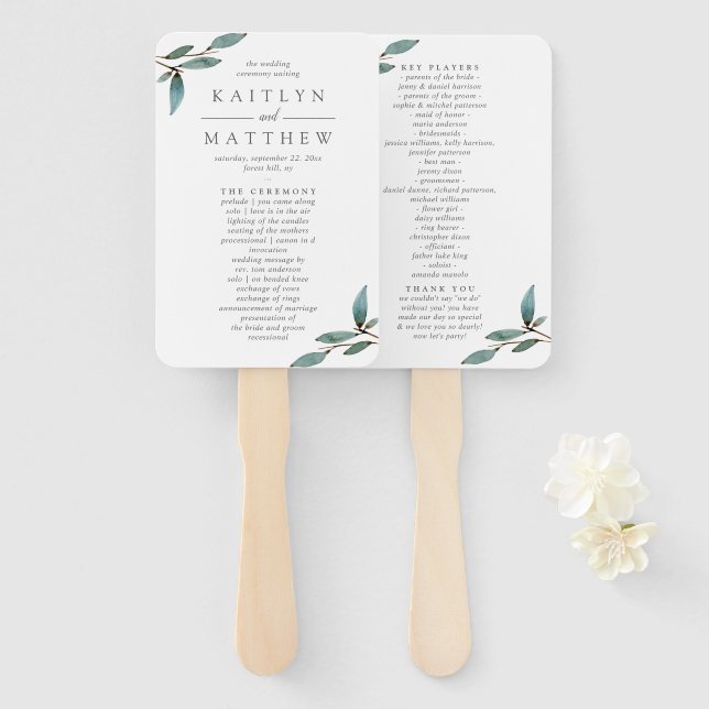 The Botanical Bliss Wedding Collection Hand Fan (Front and Back)