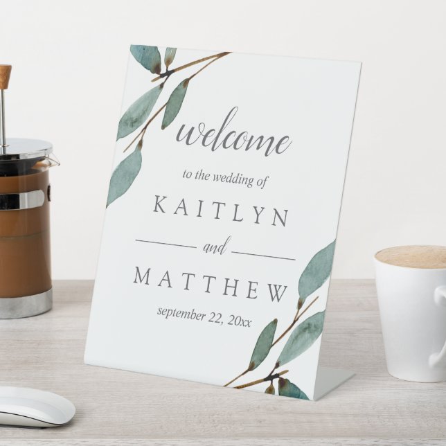 The Botanical Bliss Wedding Collection Welcome Pedestal Sign (In SItu)
