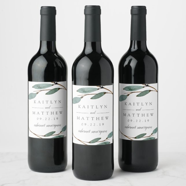 The Botanical Bliss Wedding Collection Wine Label (Bottles)