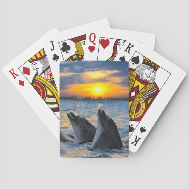 The bottle-nosed dolphins in sunset light poker cards (Back)
